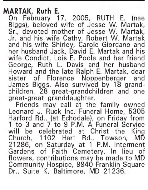 baltimore obituaries death notices
